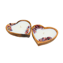 Load image into Gallery viewer, Mini Heart Shaped Wooden Dough Bowl Candle 3 oz for Valentine's Day Scented Farmhouse Candle