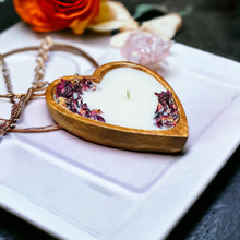 Load image into Gallery viewer, Mini Heart Shaped Wooden Dough Bowl Candle 3 oz for Valentine's Day Scented Farmhouse Candle