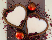 Load image into Gallery viewer, Heart shaped Rustic wooden Dough Bowl Scented Candle 25 oz for Valentine's Day