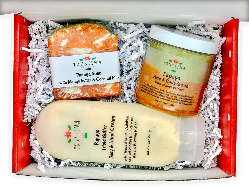 Papaya Gift Set for Her, Luxury Gift Box for christmas, Birthday Gift for Women, Anniversary Spa Gift Set by Youstina Naturals