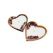 Load image into Gallery viewer, Mini Heart Shaped Wooden Dough Bowl Candle 3 oz  for Valentine&#39;s Day Scented Farmhouse Candle
