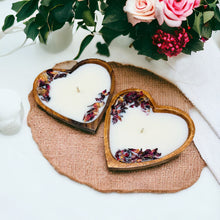 Load image into Gallery viewer, Mini Heart Shaped Wooden Dough Bowl Candle 3 oz  for Valentine&#39;s Day Scented Farmhouse Candle
