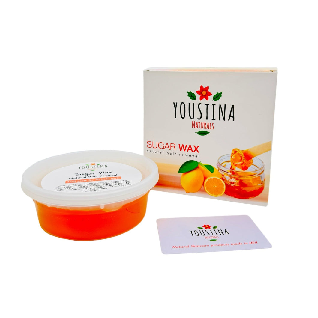 Sugaring Paste Hair Removal 12 oz, No Strips Needed Hard Wax for Brazilian, Face and Body by YoustinaNaturals