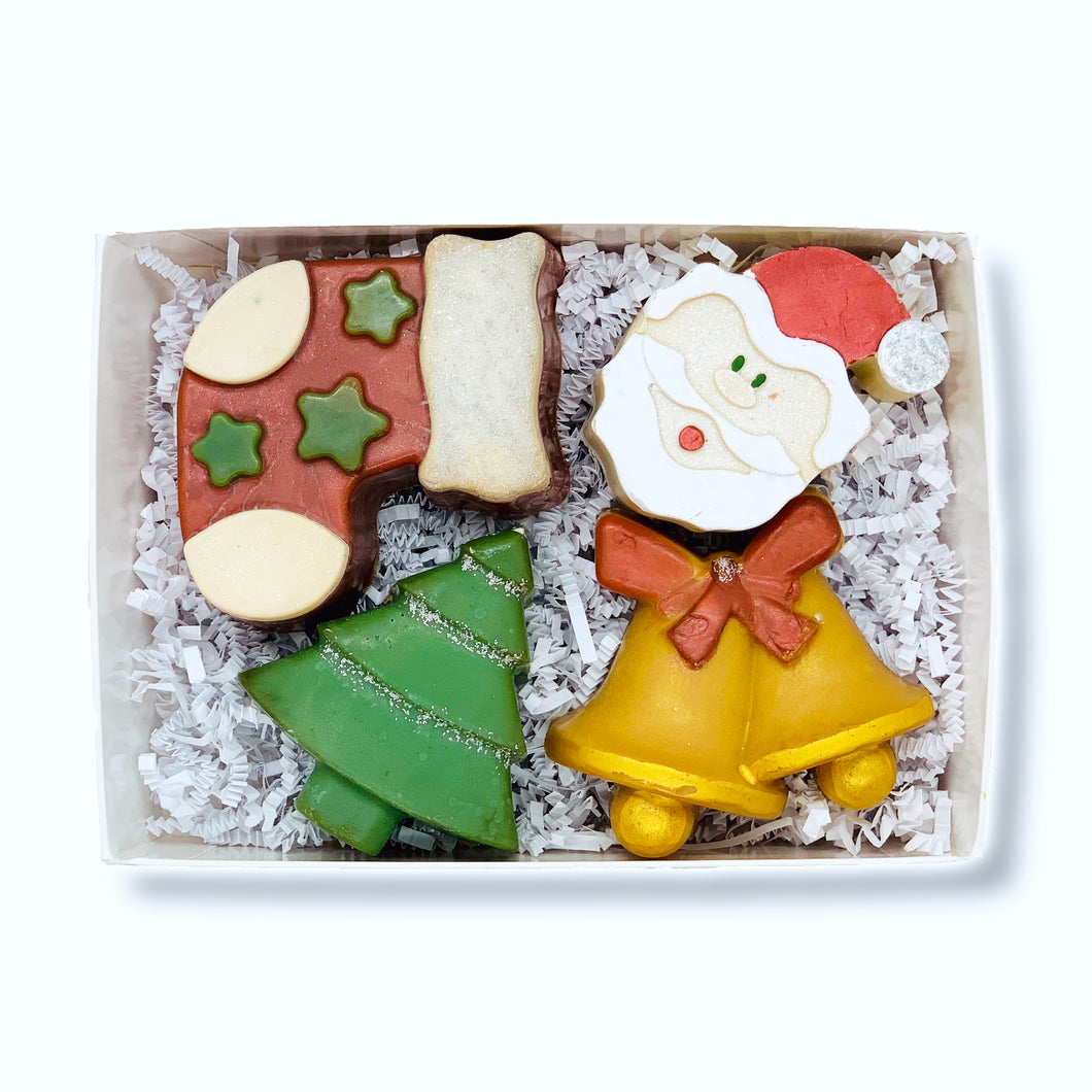 Christmas Soap Bars Gift Set Box with Coconut Milk, Natural, Vegan and Scented, great for stocking stuffers