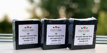Load image into Gallery viewer, Natural activated charcoal Soap with peppermint lavender oils
