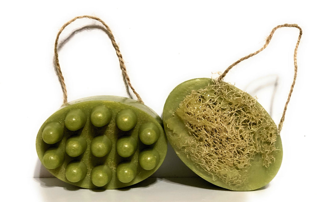 Loofah Soap and Massage bar with Peppermint and Tea Tree Essential oils / Luffa Soap