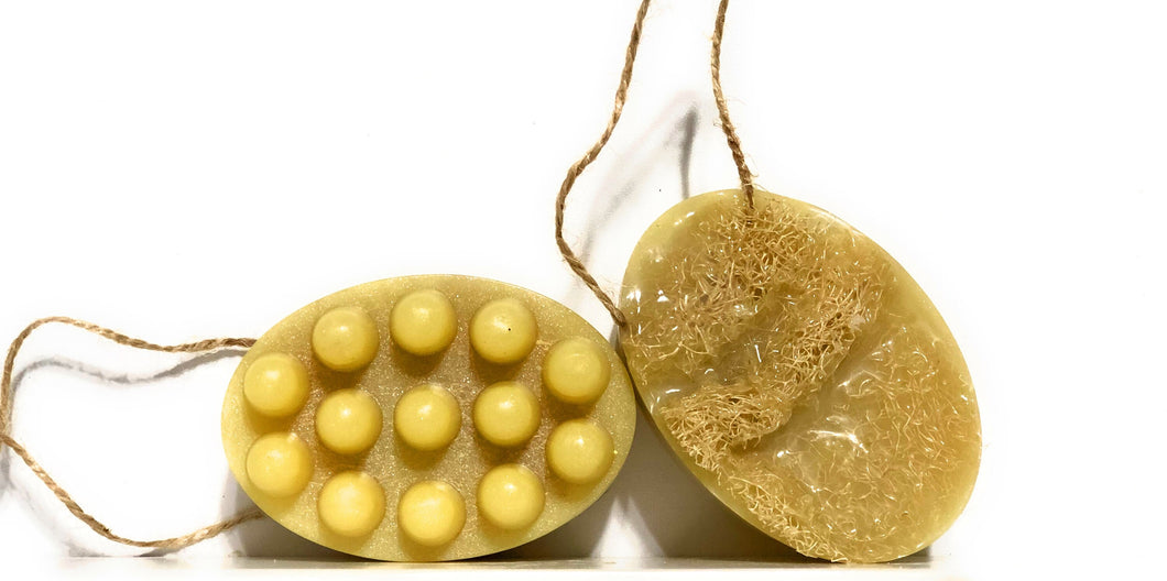 Loofah Soap and Massage Bar with Lemon Essential oil / Luffa Soap