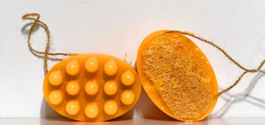 Loofah Soap and Massage bar with Mango Grapefruit / Luffa Soap