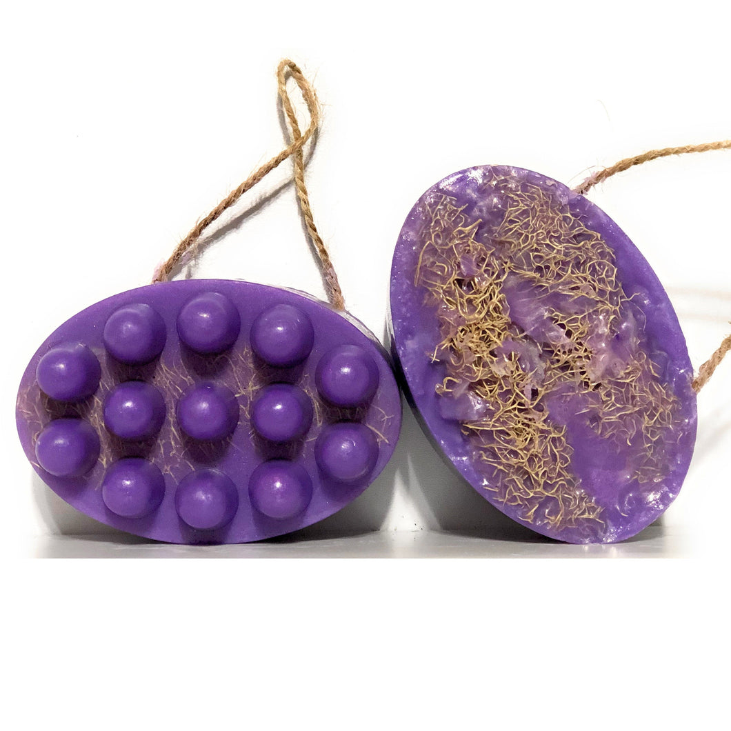 Loofah Soap and Massage Bar with Lavender Essential oil 5 oz / Luffa Soap